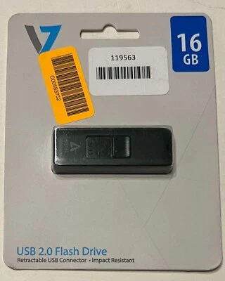 V7 VF216GAR BLK USB 2.0 Flash Drive 16GB - Image 1 of 2