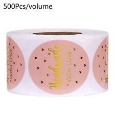 500pcs/roll Handmade with Love Stickers Foil Round Seal Labels Stationery