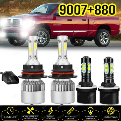 For Dodge RAM 1500 2500 3500 1994-2001 LED Headlight High/Low + Fog Lights Bulbs - Image 1 of 4