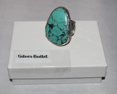 Anillo Silpada Plata Esterlina Grande Turquesa Caída Distintivo R2017 Talla 6 Foto 1 de 4