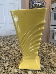 1940’s McCOY POTTERY YELLOW ART DECO STYLE 10” VASE - Picture 1 of 6