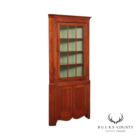 Antique American Chippendale Style Cherry Corner Cabinet Cover