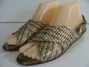 Cabin Creek Women's Woven Metallic Low Wedge Slingback Sandals Size 8 M - Picture 1 of 10