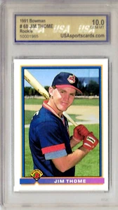1991 Bowman #68 HOF Jim Thome Rookie Rc USA 10 Gem Mint Graded - Picture 1 of 2
