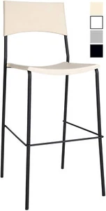 Barhocker Genua Schwarz Thekenhocker Stapelbar Küchenhocker mit Lehne Barstuhl - Bild 1 von 5