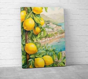 Amalfi Lemon Coastal Painting Canvas Unframed & Limited Edition Paint Touch-up - Bild 1 von 3