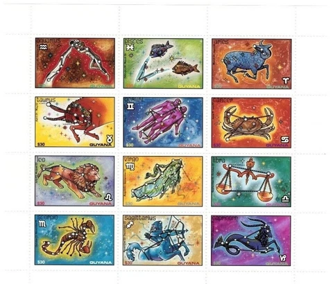 Guyana 1993 - Bible Stories - Zodiac Signs - Sheet of 12 Stamps Scott #2665 MNH Cover