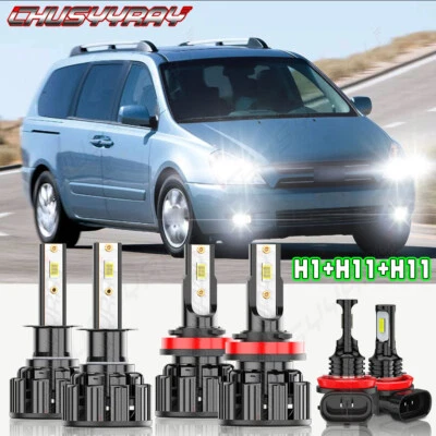 Para Kia Sedona 2007-2014 6X Combo LED Faro Alto/Bajo + Kit Bombillas Antiniebla Foto 1 de 4