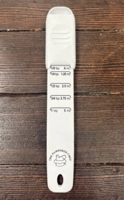 Pampered Chef Adjustable Measuring Spoon Teaspoon White 1/8 1/4 1/2 3/4 1 Tsp - Image 1 of 2