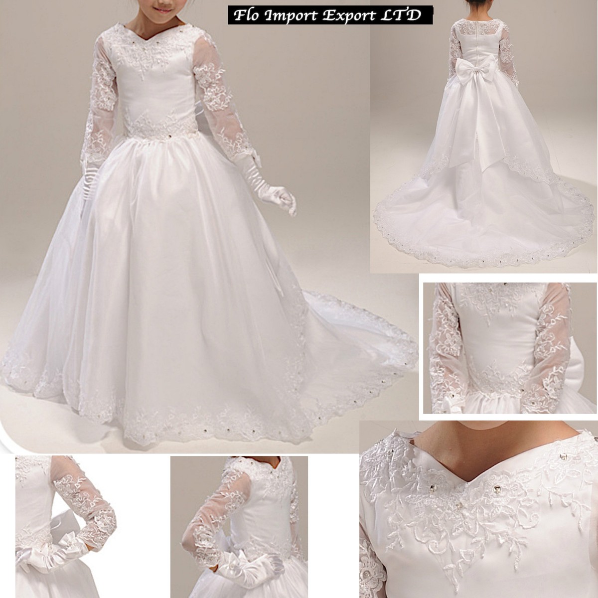 Vestito Bambina In Chiffon Con Strass - Abito Damigella O Da Danza, Blu Ghiaccio, Taglie 6-14 Anni