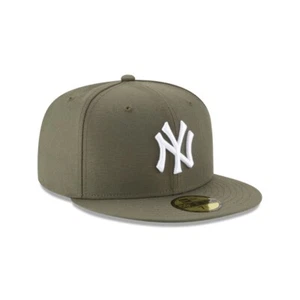 New York Yankees MLB New Era 59FIFTY Fitted Cap HAT 5950 OLIVE ARMY GREEN GREY - Picture 1 of 6