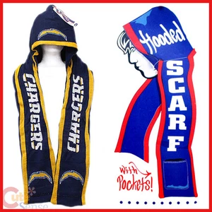 NFL San Diego Chargers Hooded Knit Scarf w/Pocket :Beanie & Scarf All in One - Picture 1 of 1