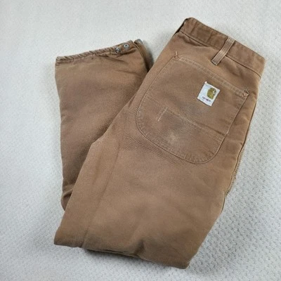 VTG 70s Carhartt Red Quilt Lined Duck Canvas Pants Mens Size 34 USA Workwear 30" - Image 1 of 4