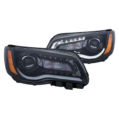 For Chrysler 300 11-14 Headlights Plank Style Driver & Passenger Side Black DRL Foto 1 de 4