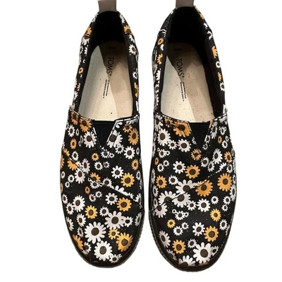 TOMS черный цветочный без шнуровки на платформе туфли «Stay Wild» женщин 9,5 - Изображение 1 из 4