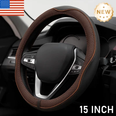 For Ford Mustang 1994-2004 Steering Wheel Cover 15" Brown Accessories Anti-Slip Foto 1 de 4