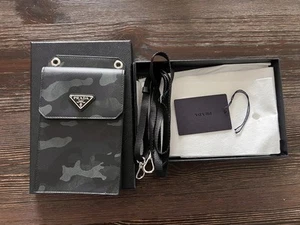 Prada Smartphone Crossbody Mobile Phone Camouflage Grey Black Green Pouch - Picture 1 of 8
