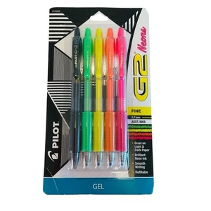 Pilot G2 NEONS Penne Gel Punta Fine 0,7mm Scritte Assortite su Carta Chiara e Scura - Foto 1 di 3