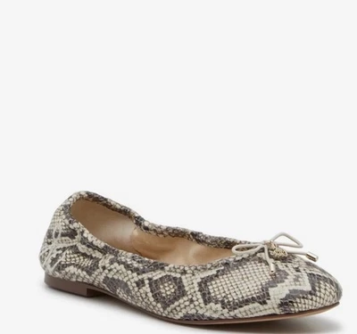 Zapatos planos de ballet Sam Edelman Felicia Roccia de cuero piel de serpiente para mujer talla 8,5 P0242 Foto 1 de 4