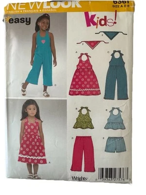6361 New Look Girl Sewing Pattern Dress Jumpsuit Top Pants Short 3T 4T 5T 6T 7 8 - Image 1 of 2