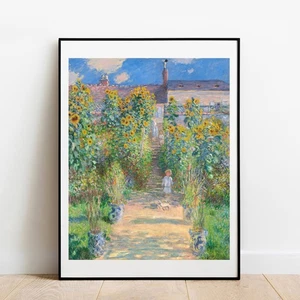 Art print Monet Artist's Garden at Vetheuil giclee poster gallery wall art - Picture 1 of 11