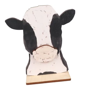 Cow Head Wearing Glasses Statues Wooden Decorative Cow Eyeglasses Display Sta UK - Picture 1 of 24