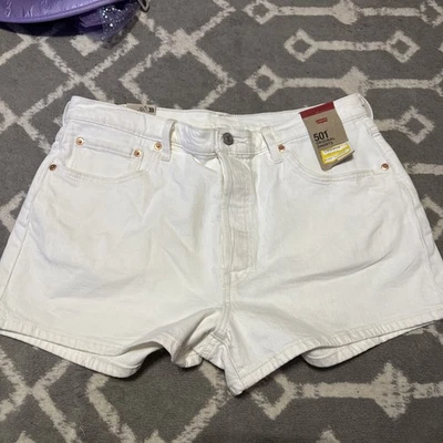 Levi’s 501 original white denim shorts high rise size 33 NWT - Image 1 of 3