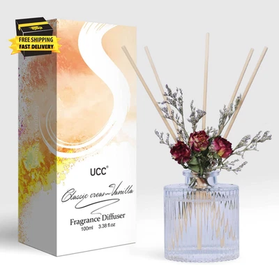 Reed Diffuser Set, 3.38 Oz Classic Cream Vanilla Premium Scented Diffuser with F - Image 1 of 4