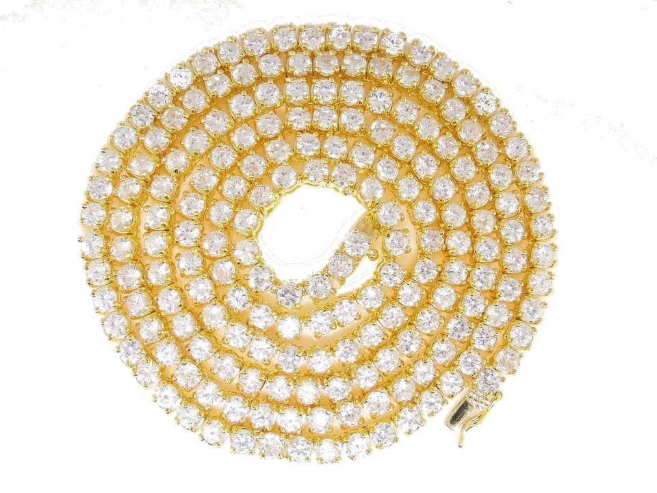 COLLAR CADENA CONJUNTO 4 PUNTAS FILA DIAMANTE SIMULAR TONO ORO NEGRO 14K HOMBRE MUJER Foto 1 de 1