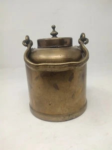 Antique Old Brass Kitchenware Milk Pot Sugar Storage Bharni Kettle Container - Picture 1 of 8