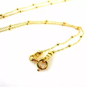 Gold über Sterlingsilber Halskette-Satellit Kette-Perlen Kugelkette 16"-36" - Bild 1 von 4