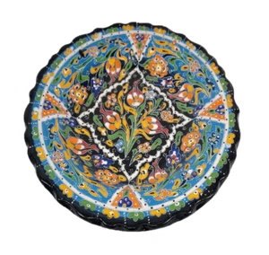 10" Turkish Polychrome Hand Painted Ceramic Plate Floral Pattern Handmade Plate - Picture 1 of 1