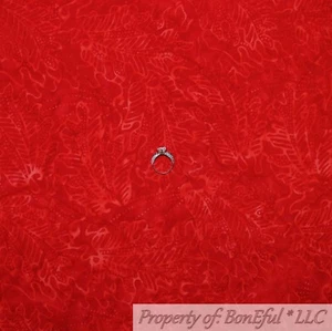 BonEful FABRIC FQ Cotton Quilt Red Tone Tonal BATIK Flower Girl Xmas Garden Leaf - Picture 1 of 12