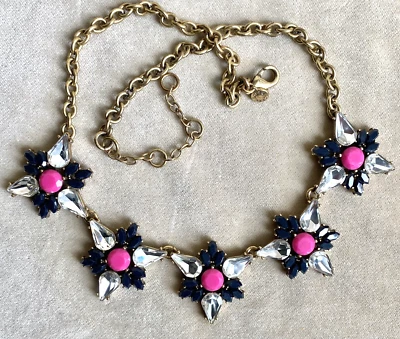 J. Collar CREW Tono Dorado 21" con Eslabones Estrella Estrás NEGRO ROSA CALIENTE Y TRANSPARENTE Foto 1 de 4