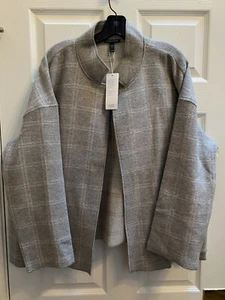 NWT Eileen Fisher XL Dark Pearl High Collar Wool Blend Coat Jacket $378.00 - Picture 1 of 4