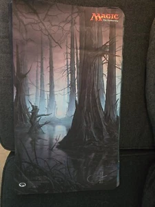 MTG Unstable Swamp Playmat Signed By John Avon Hand Drawn On Magic The Gathering - Picture 1 of 5