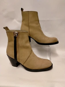 ACNE STUDIOS Tan NUBUCK Pistol ANKLE Boots Block Heel UK 3 NET A PORTER - Picture 1 of 5
