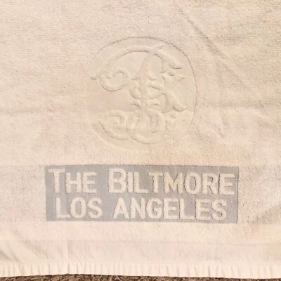 Vintage THE BILTMORE LOS ANGELES LOGO Hotel Bath Towel Advertising *READ* - Изображение 1 из 4