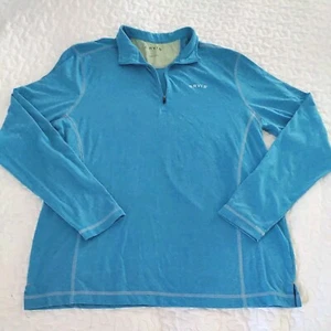Orvis Softest Quarter Zip Pullover Long Sleeve T Shirt Aqua Blue M Golf Jersey - Picture 1 of 12