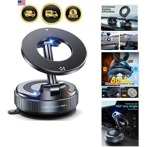 Magnetic Phone Holder Car Mount Vacuum Suction Cup 360° Adjustable Foldable - Photo 1 sur 11