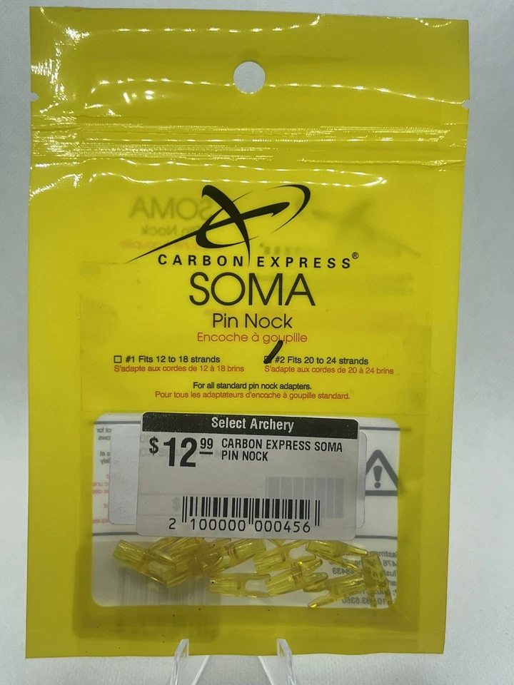 Carbon Express Soma Arrow Pin Nock #2 Fits 20 To 24 Strands - 12 Pack Yellow - Image 1 of 2
