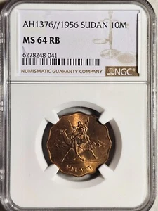 Sudan 10 Millim AH1376 /1956 NGC MS 64 RB - Picture 1 of 2