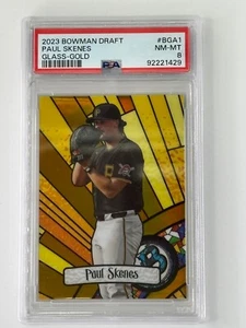 Bowman Draft Paul Skenes 2023 08/50 vitral oro PSA 8 PIRATAS DE PITTSBURGH - Imagen 1 de 2