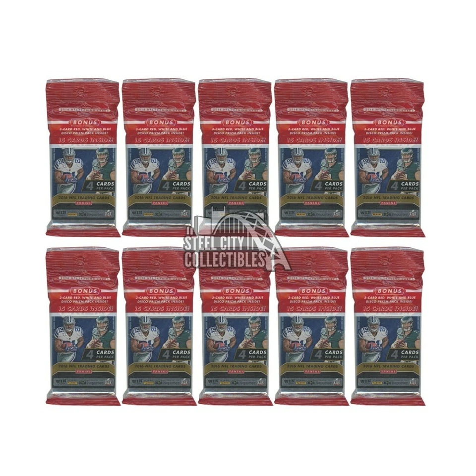 2016 Panini Prizm Football Value Pack 10-Pack Lot (Red) - Image 1 of 1