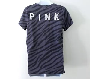 Maglietta Victoria's Secret ROSA a maniche corte zebra Bling Perfect collo a V grigia taglia M - Foto 1 di 3
