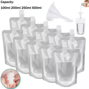 100-500ml Plastic Stand Up Bag Booze Bottle Travel Festival Drink Pouch Beverage - Picture 1 of 17