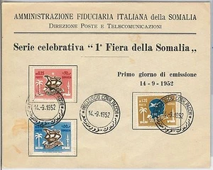 46185 SOMALIA - POSTAL HISTORY - FDC COVER Scott # 185/186 + C28 Palm Trees - Picture 1 of 1
