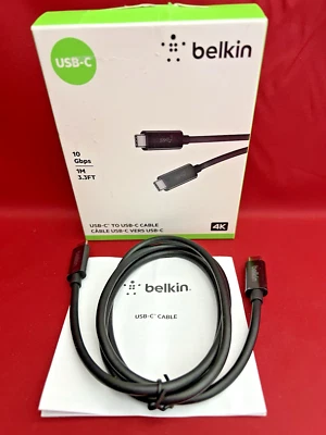 BELKIN USB-C to USB-C Cable  3.3 Feet 1M 10 Gbps 100W 4K Black  F2CU052BT1MBKP1 - Image 1 of 4