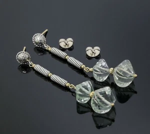 David Yurman Prasiolith Kabel Tropfen Ohrringe 925 Sterlingsilber 18K Gelbgold - Bild 1 von 4