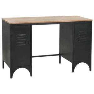 vidaXL Double Pedestal Desk Firwood and Steel 120x50x76 cm Home Table - Picture 1 of 11